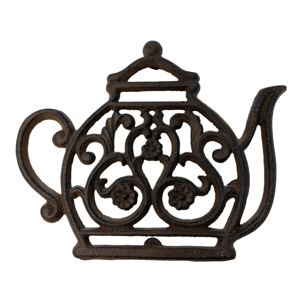 Vintage Cast Iron Teapot Trivet Farmhouse Kitchen Decor 1970s